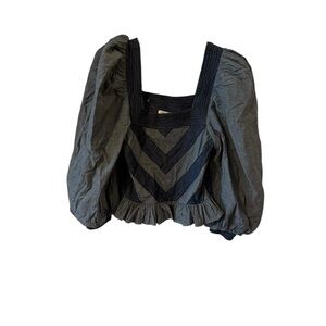 Elegant Grey  Puff Sleeve Top